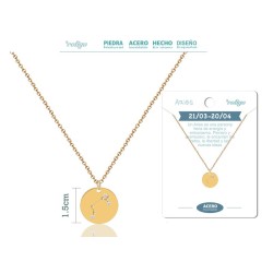 Collar Constelacion Aries Acero Dorado - Implantacion Coleccion Constelaciones Zodiaco